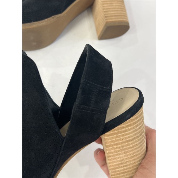 Cole Haan Callista Open Toe Sling Black Suede Bootie Size 10B Sz 10 Peep Toe - Picture 10 of 14